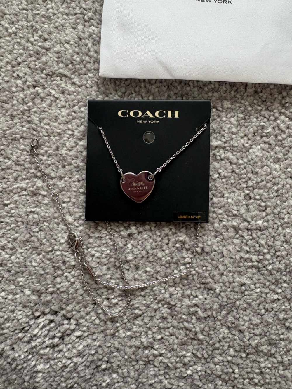 COACH Silver Heart Pendant Necklace - Silver